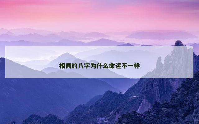 相同的八字为什么命运不一样