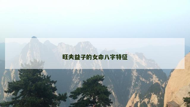旺夫益子的女命八字特征