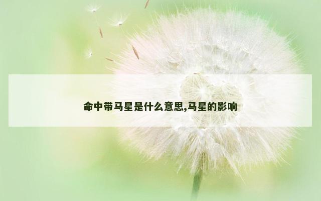 命中带马星是什么意思,马星的影响