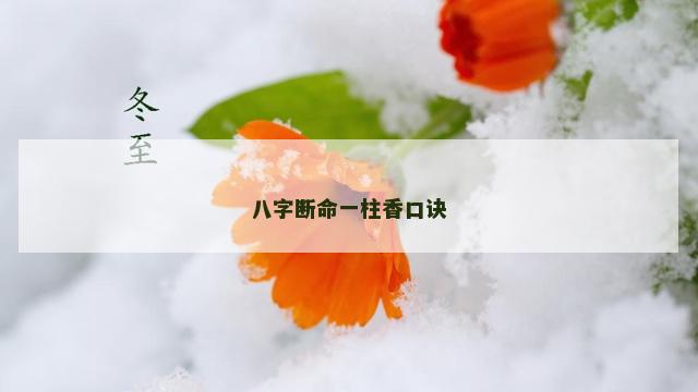八字断命一柱香口诀