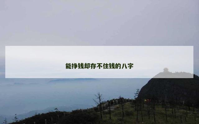 能挣钱却存不住钱的八字