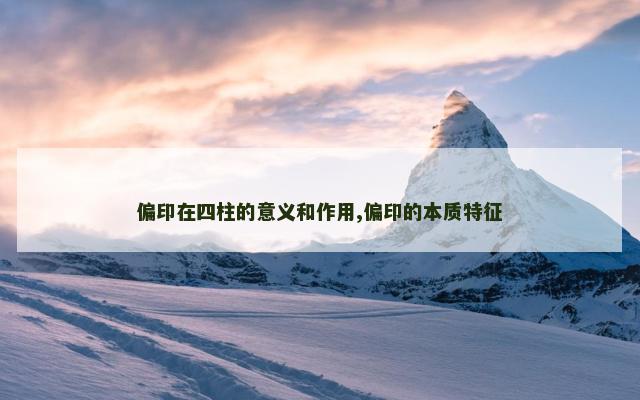 偏印在四柱的意义和作用,偏印的本质特征