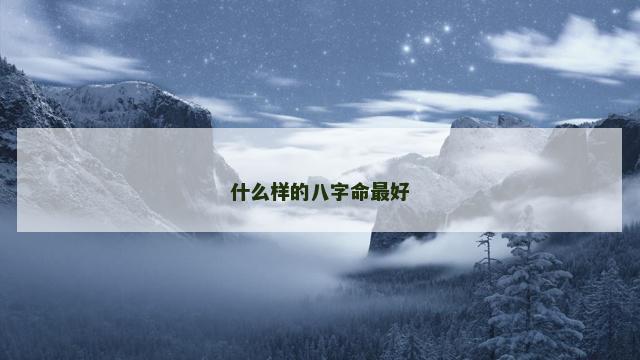 什么样的八字命最好