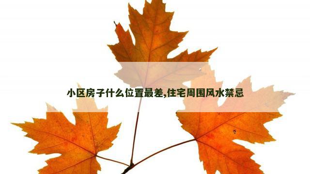 小区房子什么位置最差,住宅周围风水禁忌