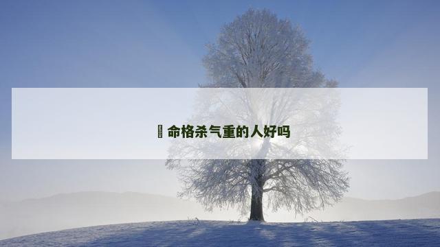 ​命格杀气重的人好吗