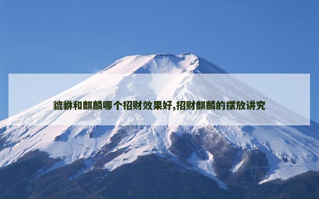 貔貅和麒麟哪个招财效果好,招财麒麟的摆放讲究
