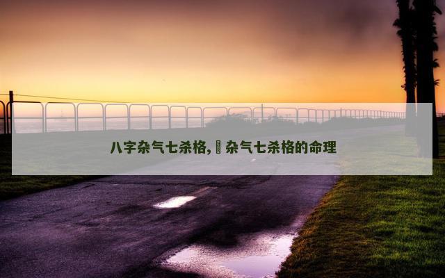 八字杂气七杀格,​杂气七杀格的命理
