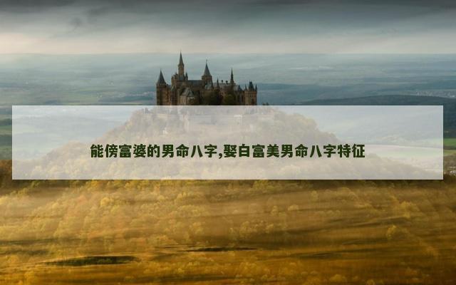 能傍富婆的男命八字,娶白富美男命八字特征
