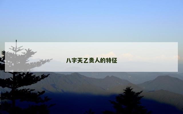 八字天乙贵人的特征