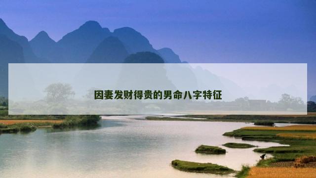 因妻发财得贵的男命八字特征