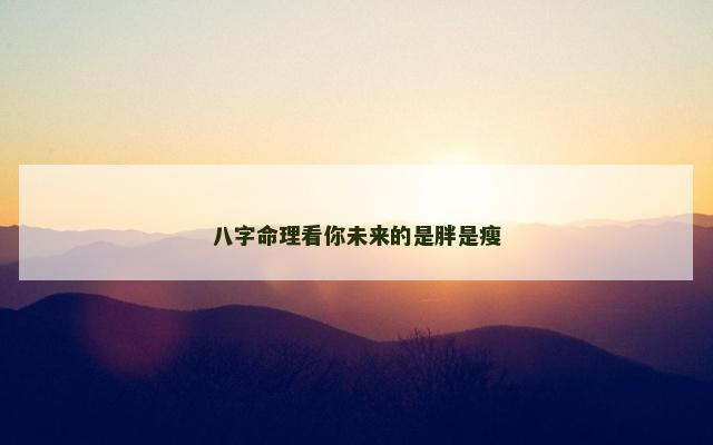 八字命理看你未来的是胖是瘦