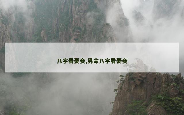 八字看妻妾,男命八字看妻妾