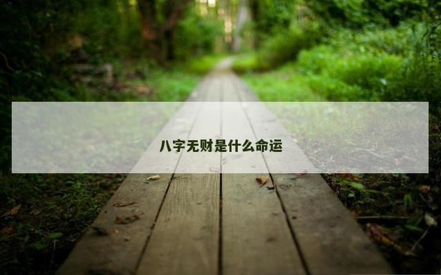 八字无财是什么命运