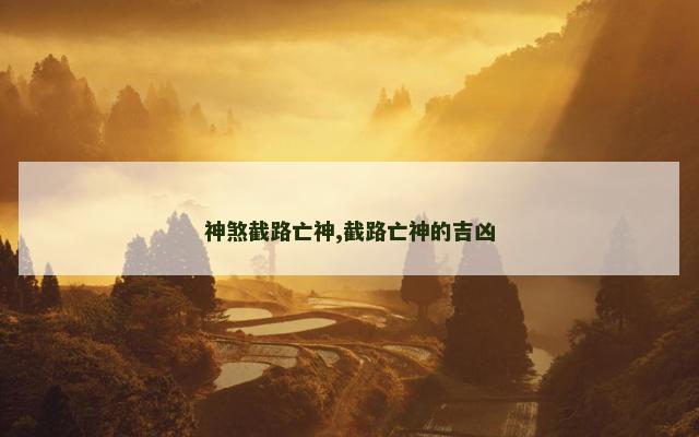 神煞截路亡神,截路亡神的吉凶