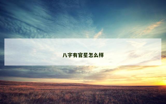 八字有官星怎么样