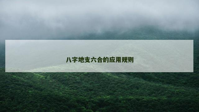 八字地支六合的应用规则