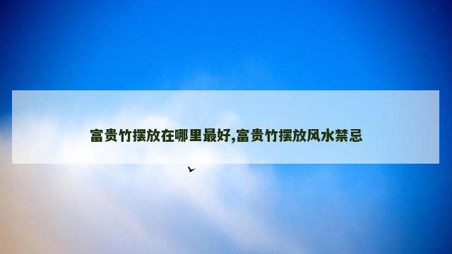 富贵竹摆放在哪里最好,富贵竹摆放风水禁忌