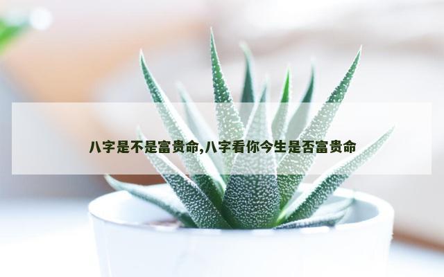 八字是不是富贵命,八字看你今生是否富贵命