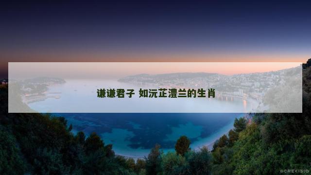 谦谦君子 如沅芷澧兰的生肖