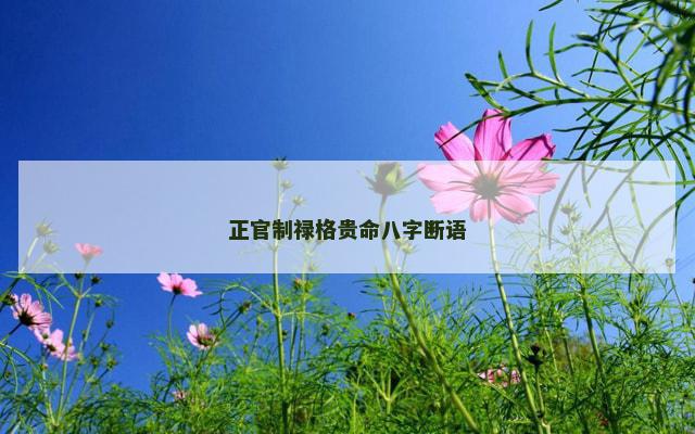 正官制禄格贵命八字断语
