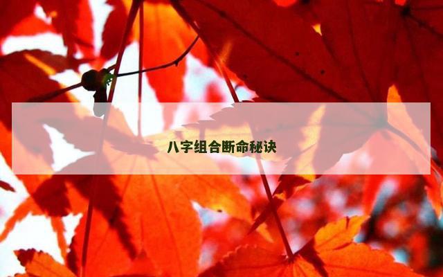 八字组合断命秘诀