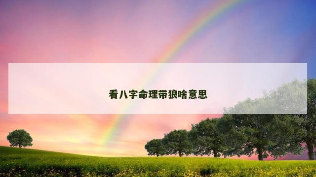 看八字命理带狼啥意思