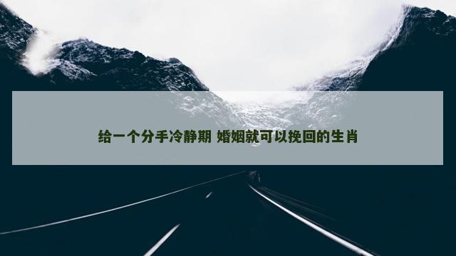 给一个分手冷静期 婚姻就可以挽回的生肖
