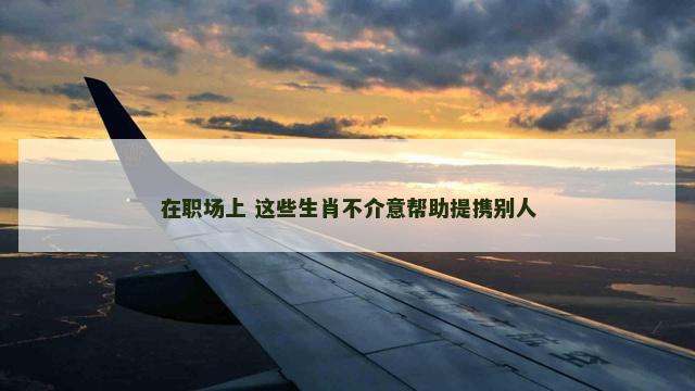 在职场上 这些生肖不介意帮助提携别人