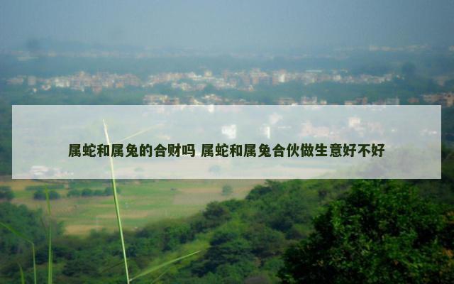 属蛇和属兔的合财吗 属蛇和属兔合伙做生意好不好