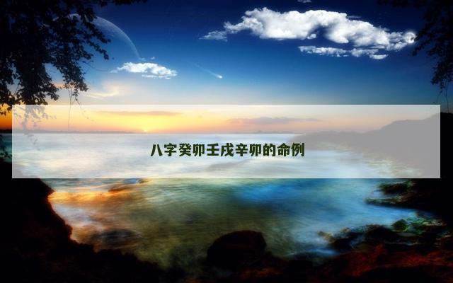 八字癸卯壬戌辛卯的命例