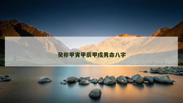 癸卯甲寅甲辰甲戌男命八字