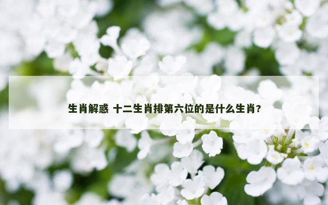 生肖解惑 十二生肖排第六位的是什么生肖?