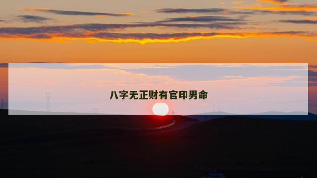 八字无正财有官印男命