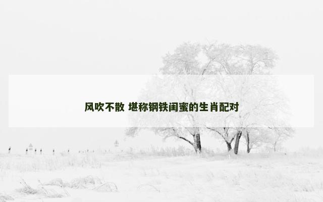 风吹不散 堪称钢铁闺蜜的生肖配对