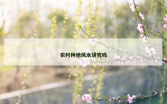 农村种地风水讲究吗