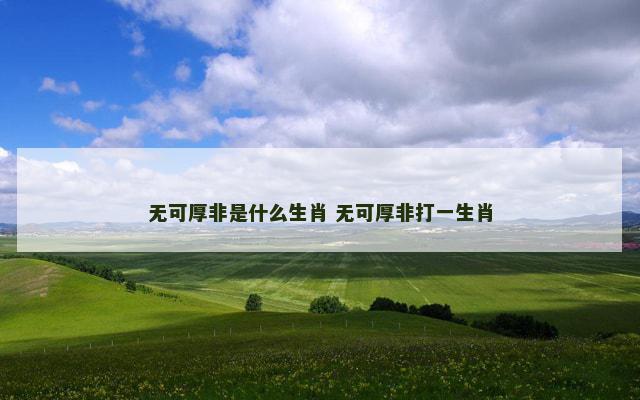 无可厚非是什么生肖 无可厚非打一生肖