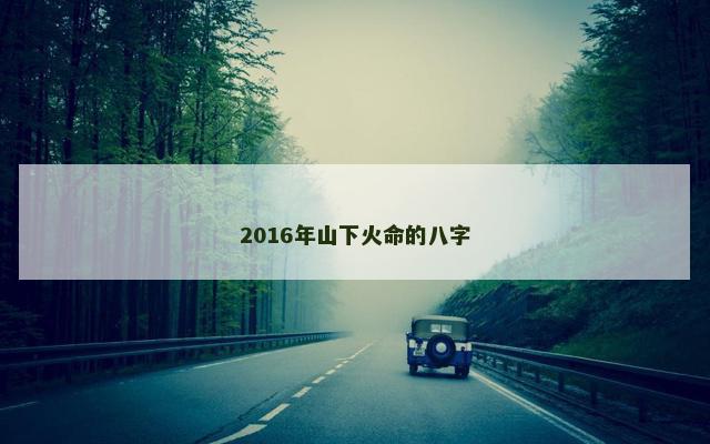 2016年山下火命的八字