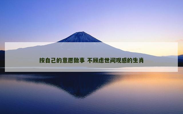 按自己的意愿做事 不顾虑世间观感的生肖