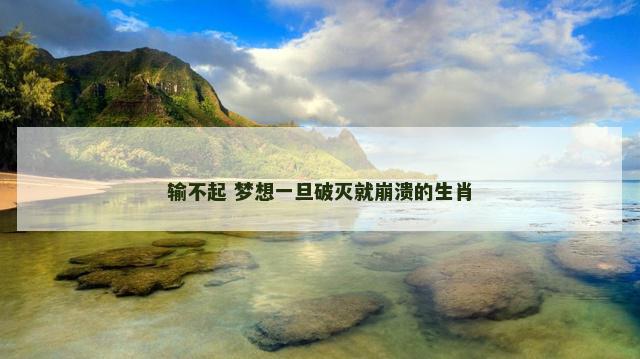 输不起 梦想一旦破灭就崩溃的生肖