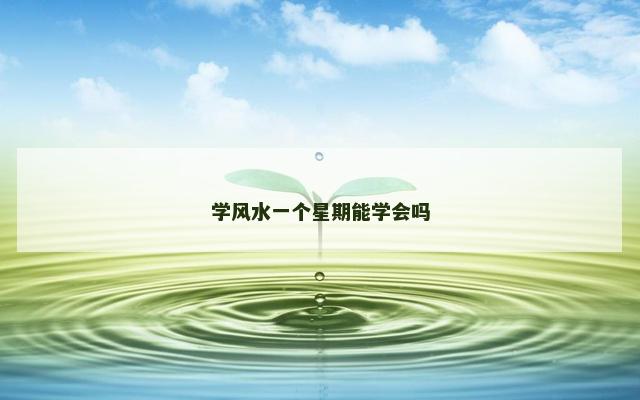 学风水一个星期能学会吗
