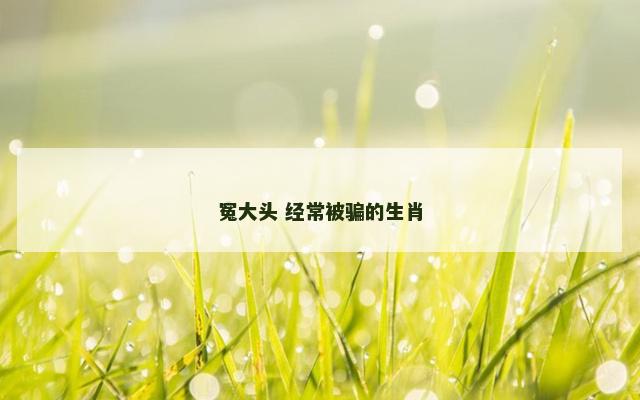 冤大头 经常被骗的生肖