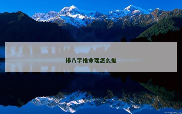 排八字推命理怎么推