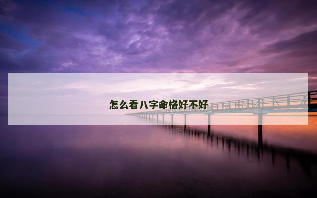 怎么看八字命格好不好