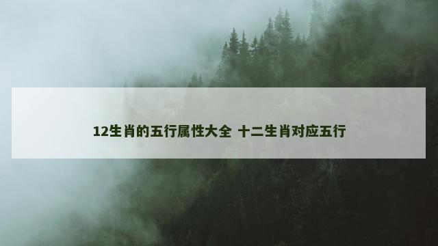 12生肖的五行属性大全 十二生肖对应五行