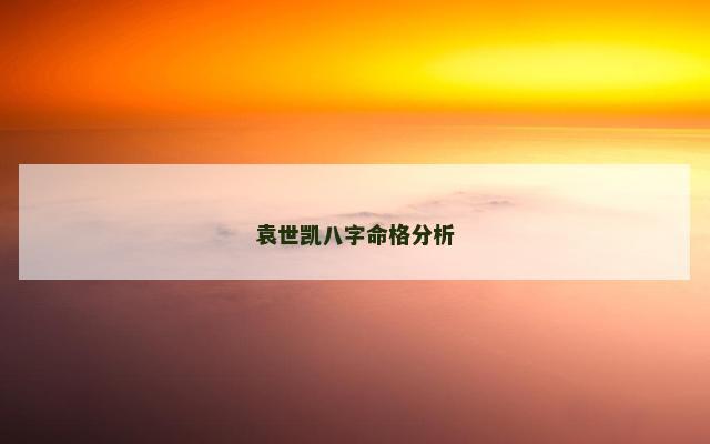 袁世凯八字命格分析