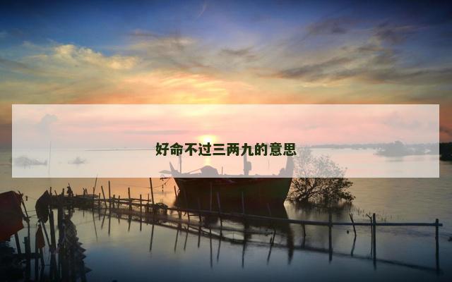 好命不过三两九的意思