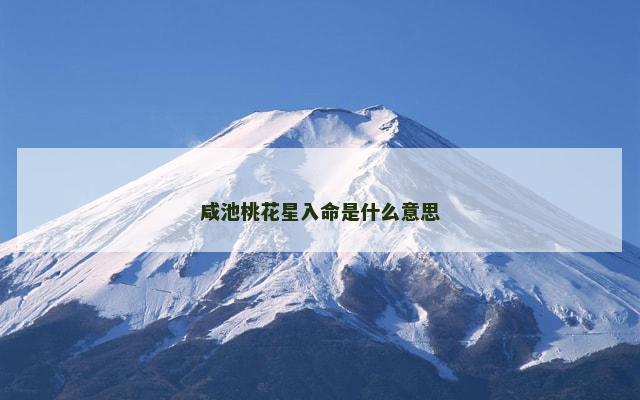 咸池桃花星入命是什么意思