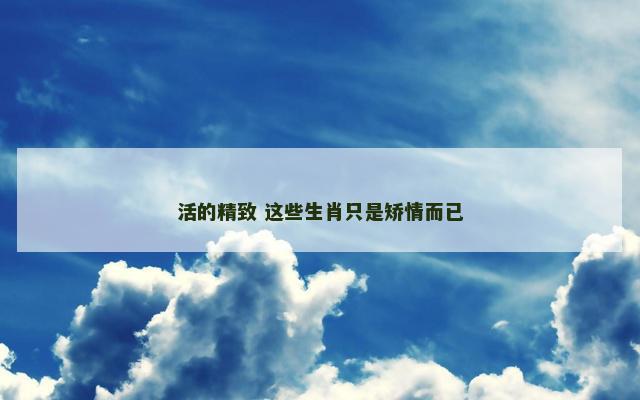 活的精致 这些生肖只是矫情而已