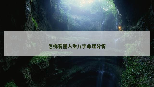 怎样看懂人生八字命理分析