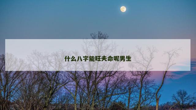 什么八字能旺夫命呢男生